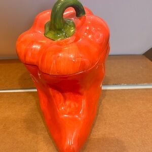 Vintage Chilli Pepper 11 inch Cookie Jar